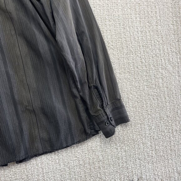 Y2K Clint Long Sleeve Button Up Shirt Grey Striped Trapstar Style Hip-Hop Men L - Picture 14 of 15
